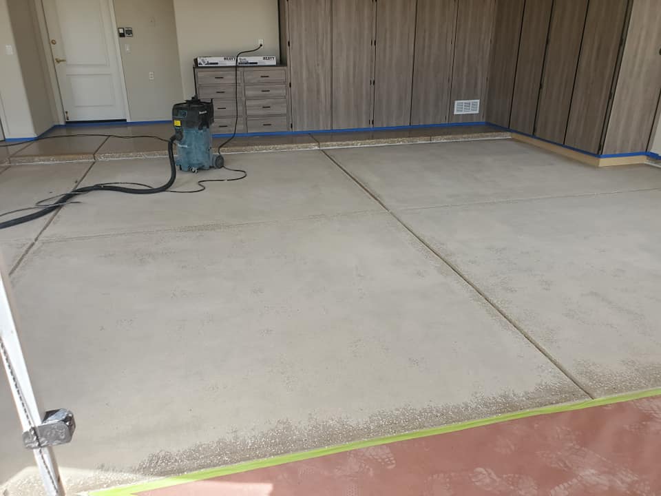 Before photos of a garage installation for an Apoxsee floor, Gilbert, Arizona